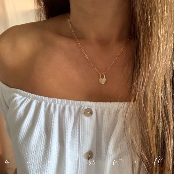 CZ Heart Padlock Necklace - Picture 11 of 15